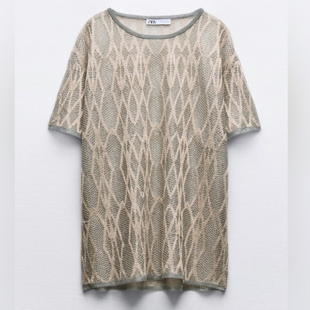 Zara Metallic Thread Tshirt - Small NWT